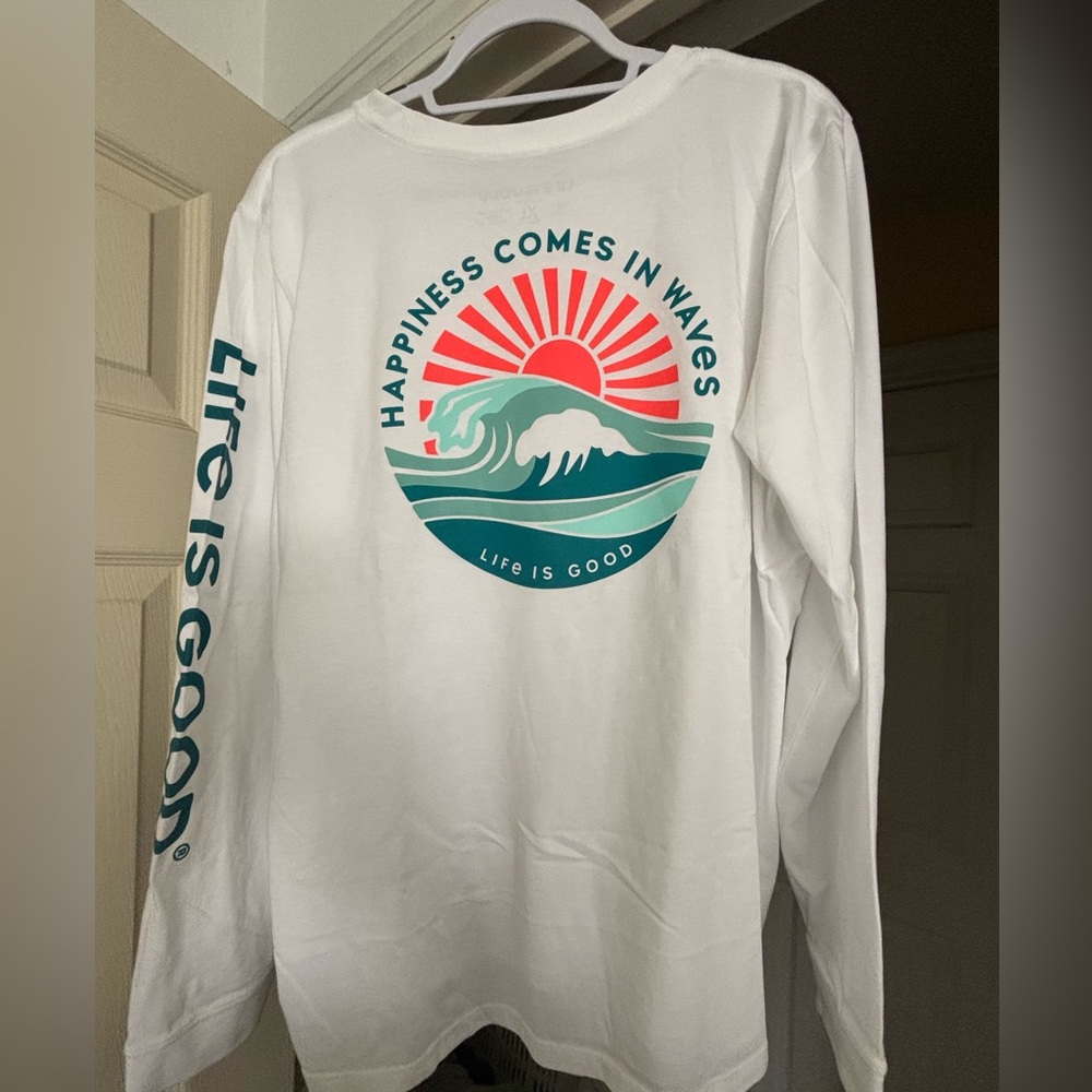 Life is Good Women’s White Long Sleeve Shirt, Size XL - Picture 2 of 3